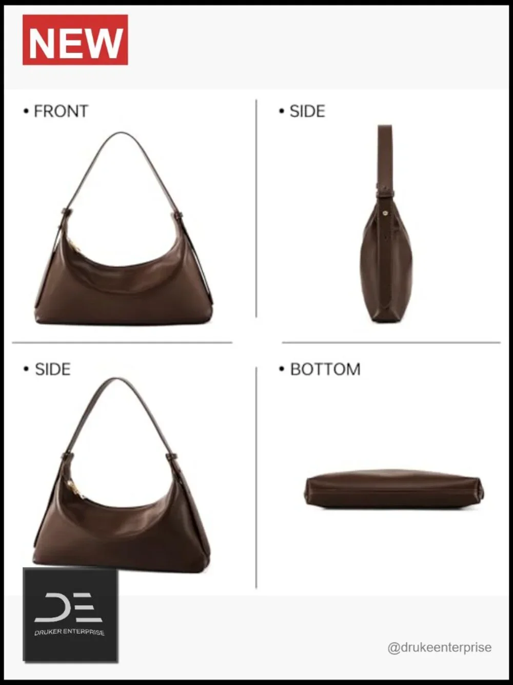 Medium Crescent Hobo Bag Vegan Leather Shoulder Purse Crossbody